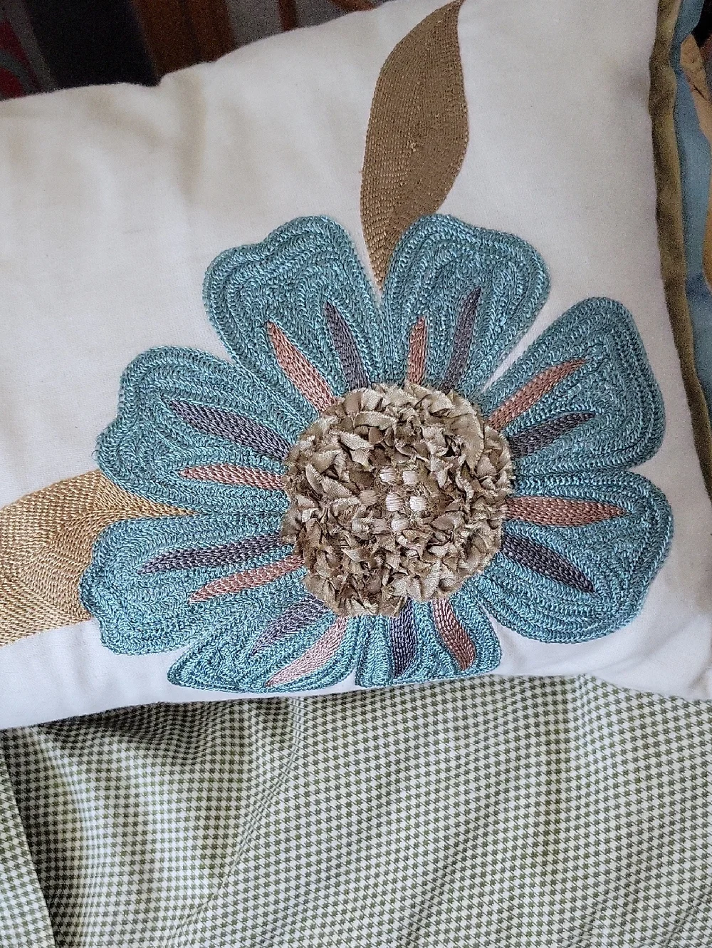 Pier 1 floral embroidered pillow